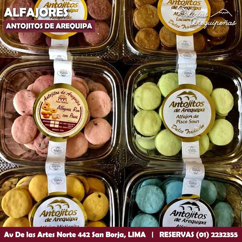 Empaques de alfajores de la marca Antojitos de Arequipa