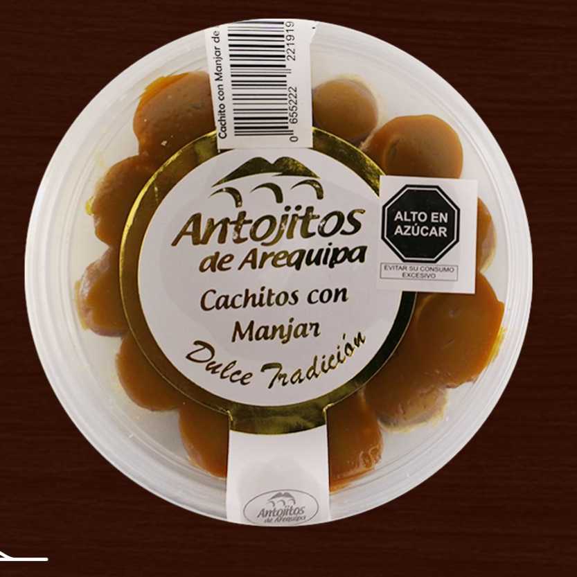 Empaque de cachitos rellenos con manjar blanco